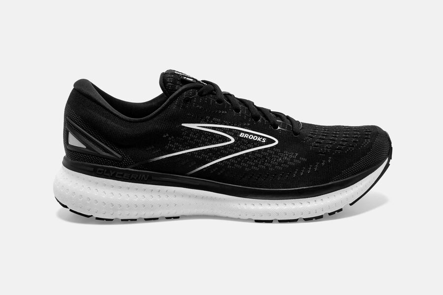 Glycerin 19 Road Brooks Running Shoes NZ Womens - Black/White - RGADCQ-240